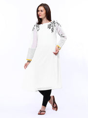 Wishful by W Women White Embroidered Anarkali Kurta