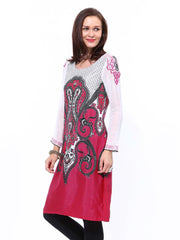 Wishful by W Women Pink &amp; White Printed Kurta