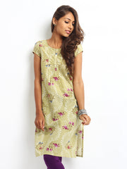 W Women Green Floral Print Kurta
