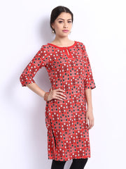 W Women Red Printed Kurta