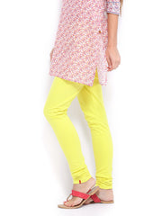 W Women Lime Green Churidar Leggings