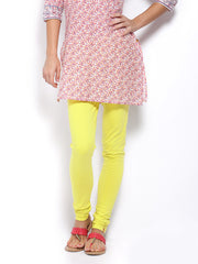 W Women Lime Green Churidar Leggings