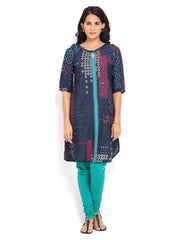 W Women Navy Printed Kurta
