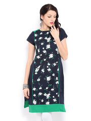 W Women Navy Printed Kurta