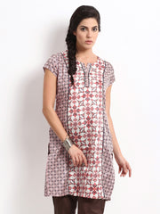 W Women Off-White &amp; Red Printed Kurta