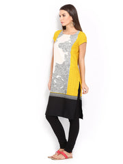W Women Off-White &amp; Yellow Printed Kurta