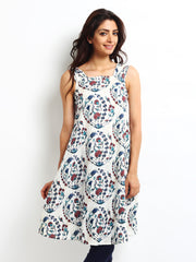 W Women Off-White Floral Print Kurta