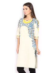 W Women Off-White Printed Kurta