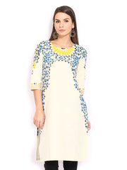W Women Off-White Printed Kurta