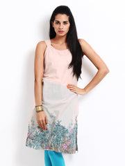 W Women Peachish Pink Printed Kurta