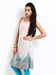 W Women Peachish Pink Printed Kurta