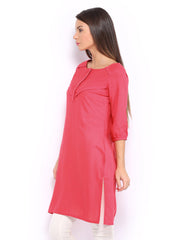 W Women Pink Pin Tuck Kurta