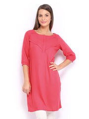 W Women Pink Pin Tuck Kurta