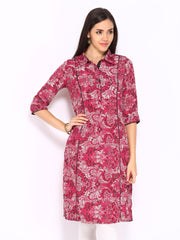 W Women Pink Printed Kurta