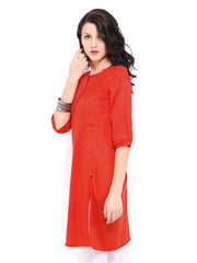W Women Red Pin Tuck Kurta