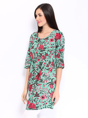 W Women Sea Green Printed Kurta