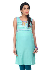 W Women Sea Green Printed Kurta