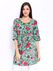 W Women Sea Green Printed Kurta
