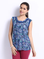 W Women Blue Printed Top