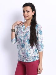 W Women White Floral Print Top