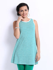 W Women Green Striped Tunic