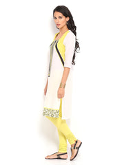 W Women White &amp; Yellow Printed Kurta
