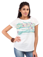 W Women White Bird Print Top