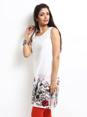 W Women White Floral Print Kurta
