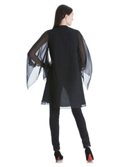 Wendell Rodricks for Stylista Women Black Sheer Cover Jacket