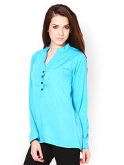Westhreads Women Turquoise Blue Top