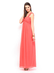 Wills Lifestyle Coral Red Diana Maxi Dress