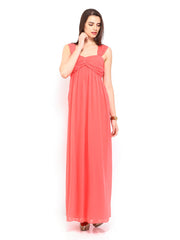 Wills Lifestyle Coral Red Diana Maxi Dress