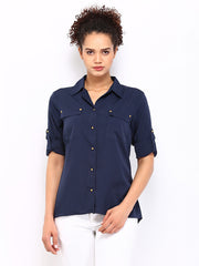 Wills Lifestyle Women Navy Shirt