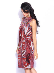 Wills Signature by Ranna Gill Maroon African Print Tailored Dress