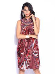 Wills Signature by Ranna Gill Maroon African Print Tailored Dress