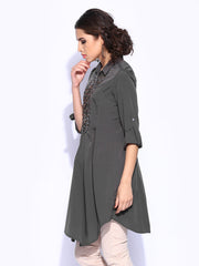 Wills Signature by Rohit Gandhi &amp; Rahul Khanna Women Charcoal Grey Kurta