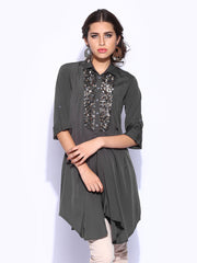 Wills Signature by Rohit Gandhi &amp; Rahul Khanna Women Charcoal Grey Kurta