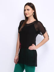 Wishful by W Women Black Sheer Tunic