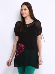 Wishful by W Women Black Sheer Tunic