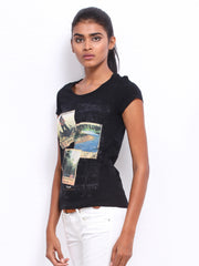 Wrangler Women Black Printed T-shirt