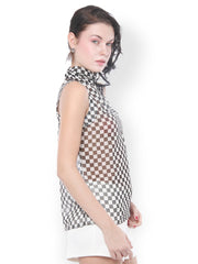 XnY Women Black &amp; White Sheer Top