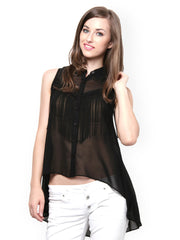 XnY Women Black Sheer Top