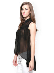 XnY Women Black Sheer Top