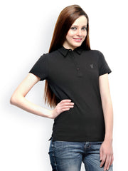 XnY Women Black Polo T-shirt