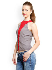 XnY Women Grey &amp; Red Top