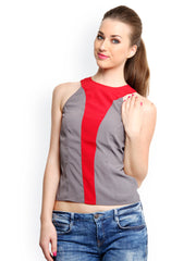 XnY Women Grey &amp; Red Top