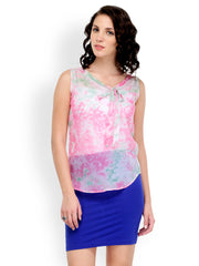 Yepme Women White &amp; Pink Printed Top