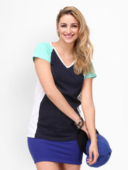 Yepme Women Navy &amp; White T-Shirt