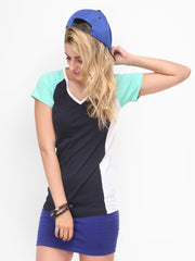 Yepme Women Navy &amp; White T-Shirt