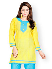 Zoom Women Yellow &amp; Blue Churidar Kurta